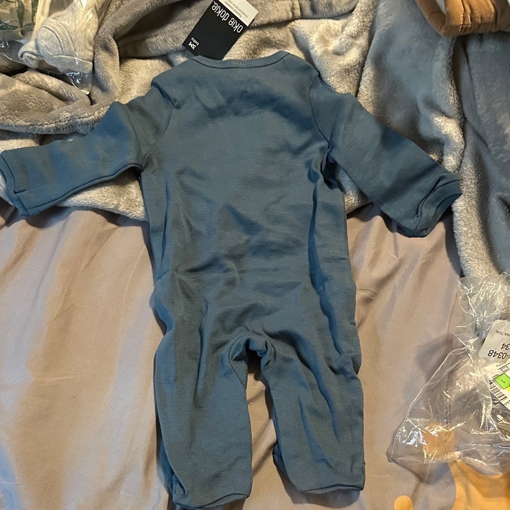 okie dokie Blue "Little Dude" Footed One-Piece BNWT - Picture 4 of 4
